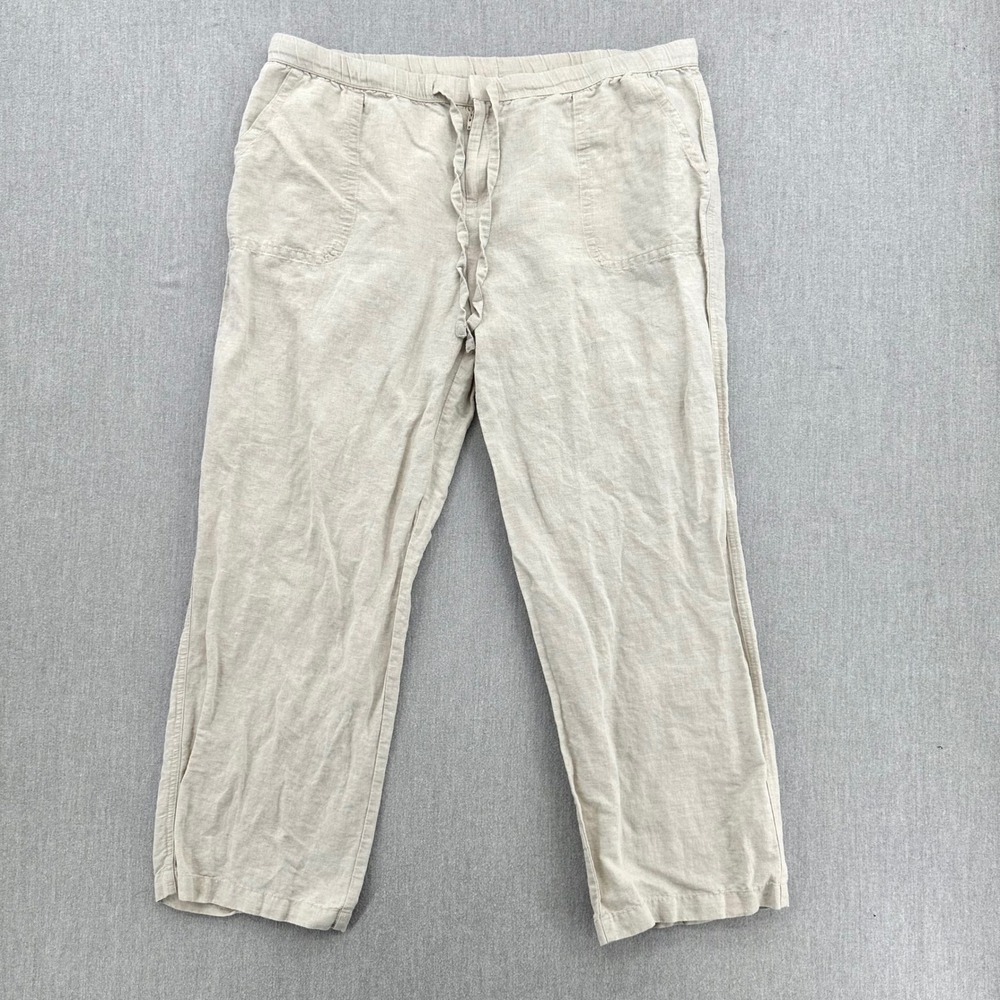 Liz Claiborne Pants Womens XL Beige Classic Linen Blend Straight Leg - Picture 1 of 7